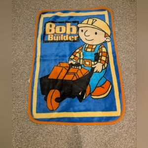 Bob The Builder Plush Fleece Blanket And Bonus Dinner Plate Lot Bundle